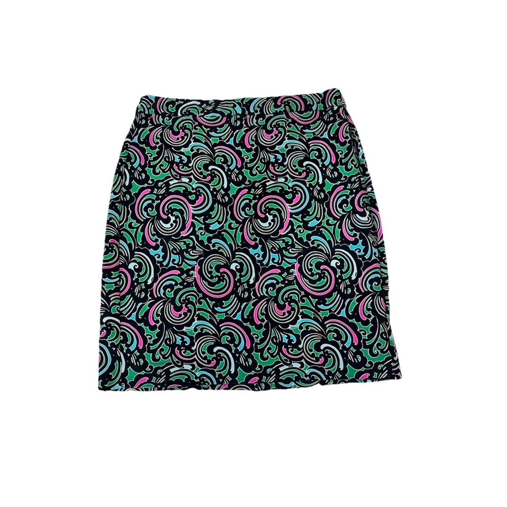 Banana Republic Skirt Women 4 Black Green Paisley Pencil Cotton Preppy